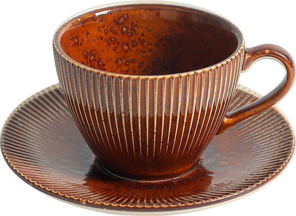 Изображение товара Чашка с блюдцем AksHome Aurora 200мл (фарфор/каштановый)