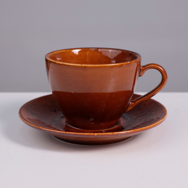 Изображение товара Чашка с блюдцем AksHome Opalus 200мл (фарфор/каштановый)