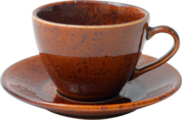 Изображение товара Чашка с блюдцем AksHome Opalus 200мл (фарфор/каштановый)