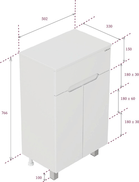 Изображение товара Тумба для ванной Onika Айленд 50 / 405004 (белый)