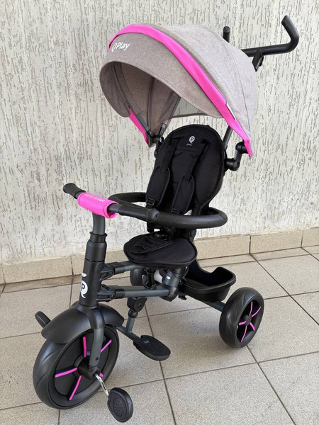 Изображение товара Трехколесный велосипед с ручкой QPlay Star1GV (серо-розовый)