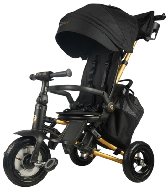 Изображение товара Трехколесный велосипед с ручкой QPlay NovaPlus1GLD (черный)