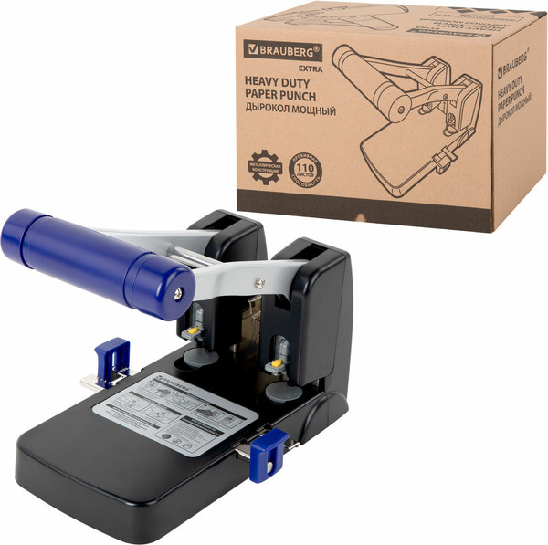 Изображение товара Дырокол Brauberg Extra Heavy Duty / 272721 (черный/синий)