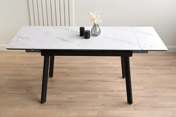 Изображение товара Обеденный стол Notta Норман 120-180х80 (snow alpin white/black)