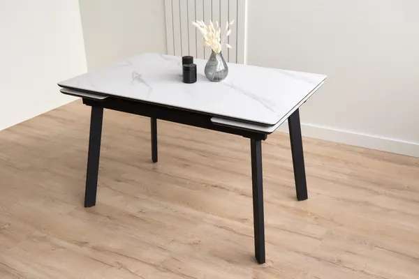 Изображение товара Обеденный стол Notta Норман 120-180х80 (snow alpin white/black)