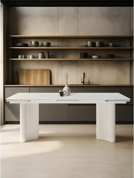 Изображение товара Обеденный стол Woodville Мален 240x110 (белый мрамор/белый)