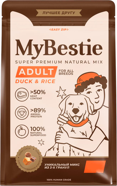 Изображение товара Сухой корм для собак MyBestie Adult с уткой / 26100408/DOG (800г)