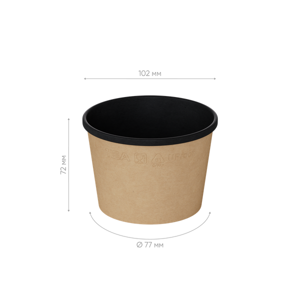 Изображение товара Набор одноразовых контейнеров 1EA OneBowl UP bottom OBbot380/BL (380мл, черный)