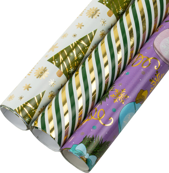 Изображение товара Набор бумаги для оформления подарков Золотая сказка Новогодняя / 592187 (3шт)