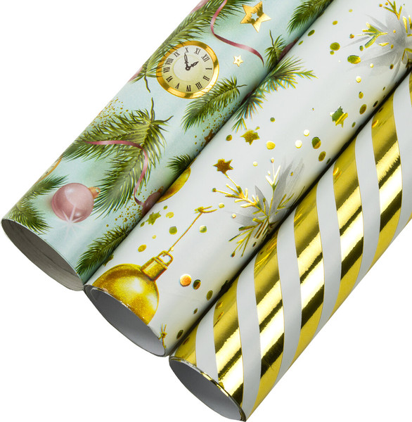 Изображение товара Набор бумаги для оформления подарков Золотая сказка Новогодняя / 592188 (3шт)