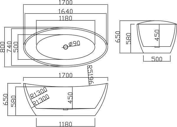 Изображение товара Ванна акриловая Lauter 21002C (отдельностоящая)