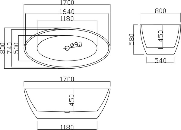 Изображение товара Ванна акриловая Lauter 21003C (отдельностоящая)
