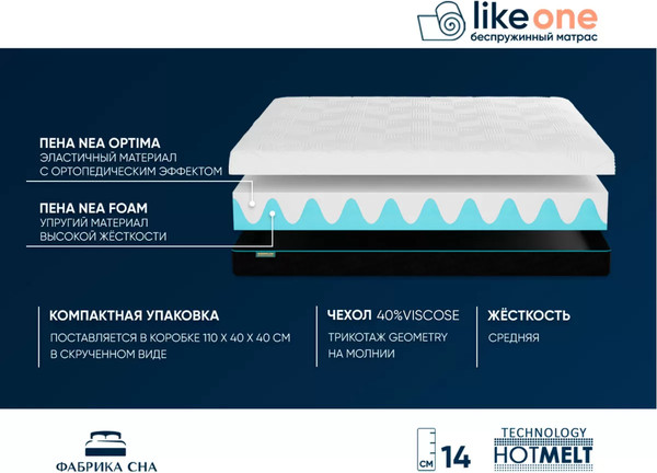 Изображение товара Матрас Фабрика сна Like One 140x190