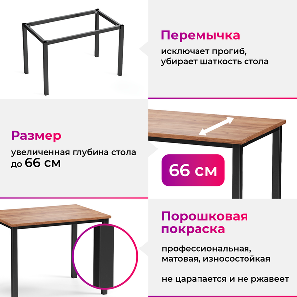 Изображение товара Обеденный стол Soma Paprika 100x66 (дуб крафт золотой/черный)