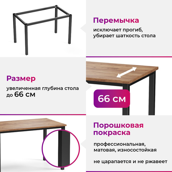 Изображение товара Обеденный стол Soma Paprika 120x66 (дуб крафт золотой/черный)