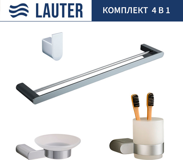 Изображение товара Набор аксессуаров для ванной Lauter 21SH1061 + 21SH1051 + 21SH1091 + 21SH7021 (Chrome, 4 предмета)