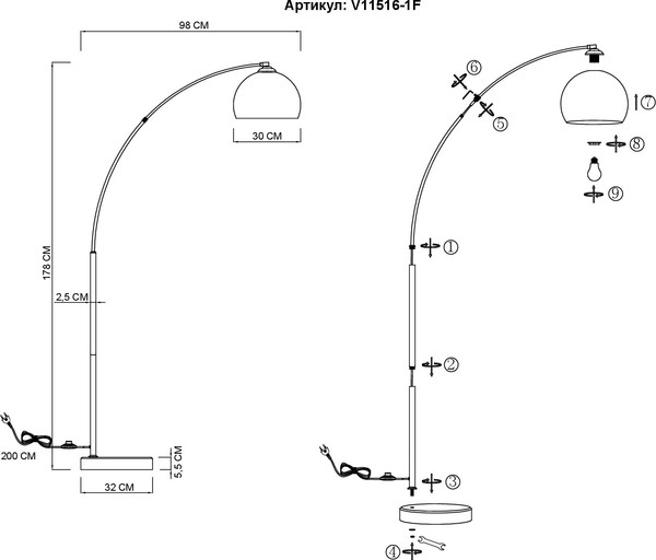 Изображение товара Торшер Moderli Arco V11516-1F
