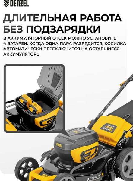 Изображение товара Газонокосилка аккумуляторная Denzel DLM-460 / 58911