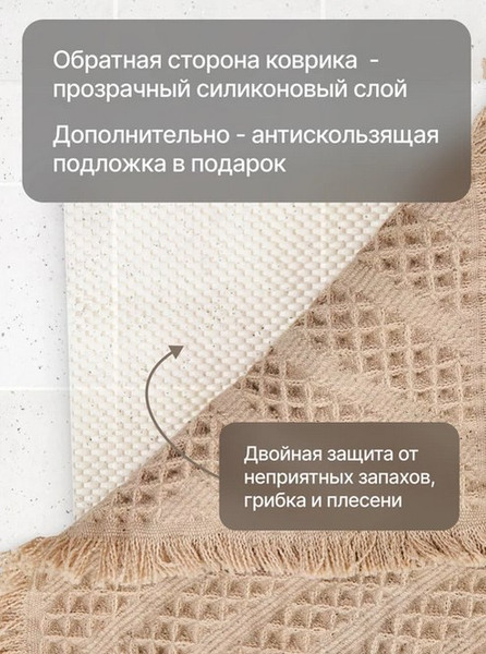 Изображение товара Коврик для ванной Home One Waffle 60x90 / 435524 (бежевый)