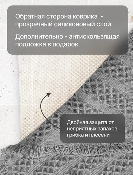 Изображение товара Коврик для ванной Home One Waffle 60x90 / 435523 (серый)