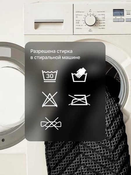 Изображение товара Коврик для ванной Home One Waffle 60x90 / 435522 (черный)