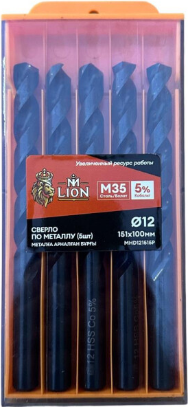 Изображение товара Набор сверл M-Lion По металлу 12.0x151мм / MHD121515P (5шт)