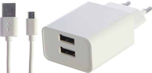 Изображение товара Зарядное устройство сетевое Bingo B2-U2, 2.1A с кабелем MicroUSB (белый)