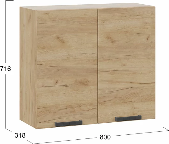 Изображение товара Шкаф навесной для кухни ТриЯ Детройт 1ВВ8 с двумя дверьми (дуб крафт золотой/дуб крафт золотой)