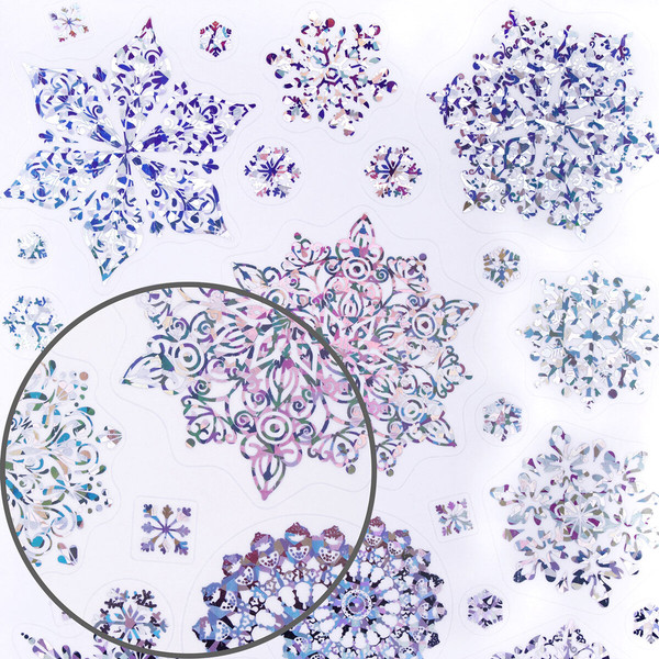 Изображение товара Набор наклеек на окно Золотая сказка Морозные снежинки / 592574 (серебряный)