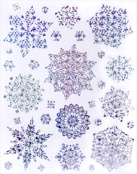 Изображение товара Набор наклеек на окно Золотая сказка Морозные снежинки / 592574 (серебряный)