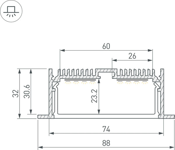 Изображение товара Профиль для светодиодной ленты Arlight SL-LINIA88-F-2500 WHITE+OPAL / 021373