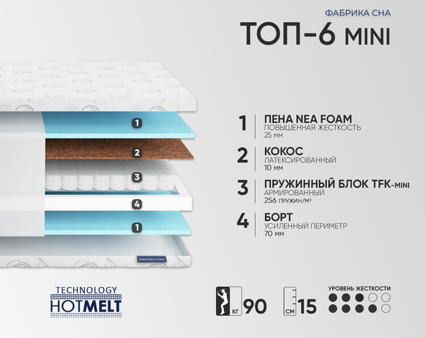 Изображение товара Матрас Фабрика сна Топ-6 Mini 90x190