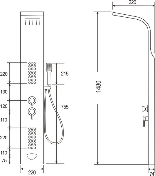 Изображение товара Душевая панель Cerutti Spa Celia B (черный)
