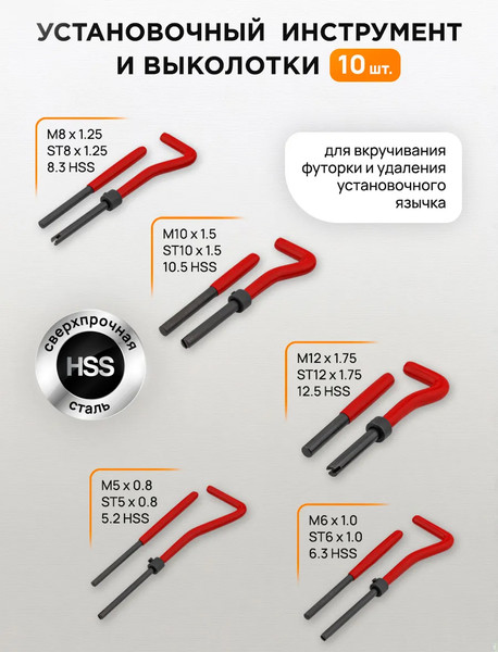 Изображение товара Набор футорок для восстановления резьбы Forstime FT-9131U1 (62678)