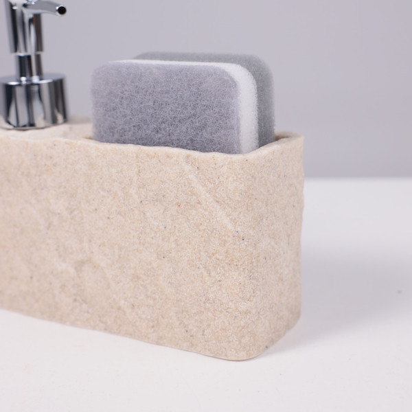 Изображение товара Дозатор для жидкого мыла AksHome Nexus с подставкой для губки (бежевый)