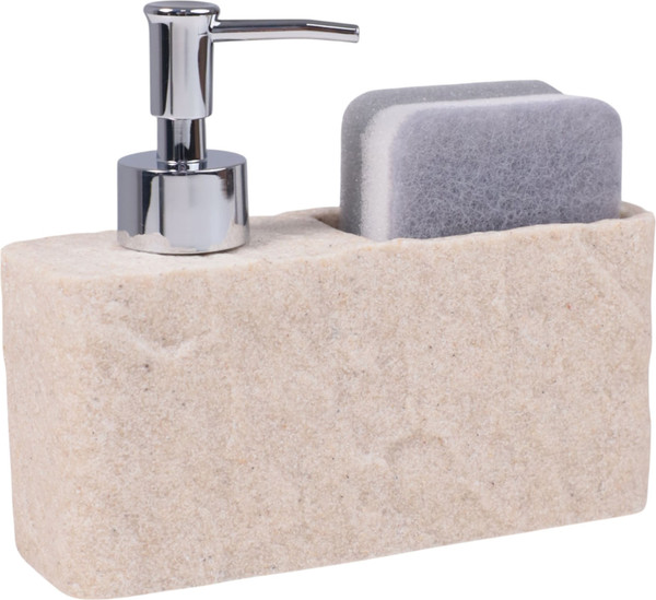 Изображение товара Дозатор для жидкого мыла AksHome Nexus с подставкой для губки (бежевый)