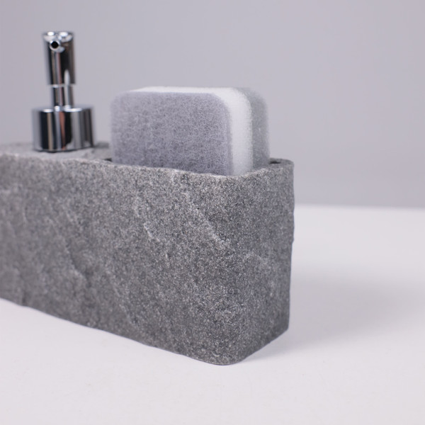 Изображение товара Дозатор для жидкого мыла AksHome Nexus с подставкой для губки (серый)