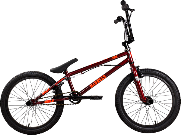 Изображение товара Велосипед STARK Madness BMX 3 2025 (бордовый/оранжевый/черный, разобранный, в коробке)