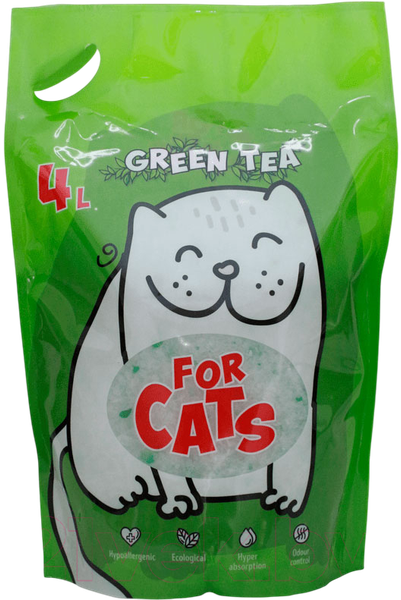Изображение товара Наполнитель для туалета For Cats Силикагелевый с ароматом зеленого чая / TUZ033 (2x4л/1.55кг АКЦИЯ)