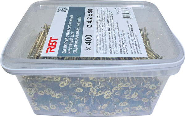 Изображение товара Саморез RBT СГКД/Ж 4.2х90 крупный шаг (400шт)