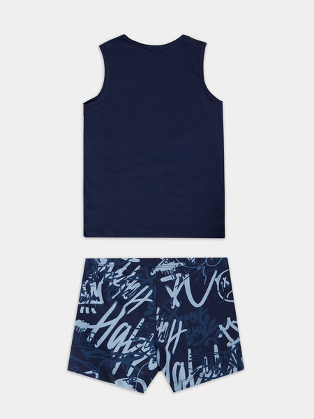 Изображение товара Комплект бельевой детский Mark Formelle 443002 (р.98-52-48, темно-синий/граффити на темно-синем)