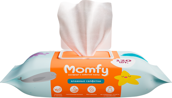 Изображение товара Влажные салфетки детские Momfy 120шт