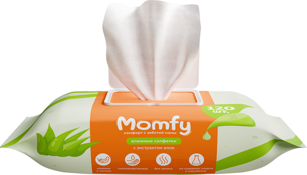 Изображение товара Влажные салфетки Momfy С экстрактом алоэ (120шт)