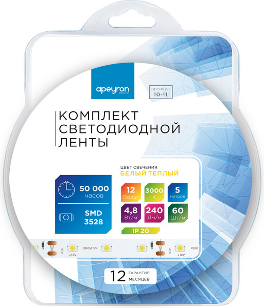 Изображение товара Светодиодная лента Apeyron Electrics SMD3528 / 10-11