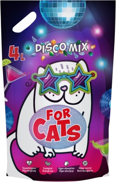 Изображение товара Наполнитель для туалета For Cats Disco Mix Силикагелевый с ароматом голубого лотоса / TUZ920 (2x4л АКЦИЯ)