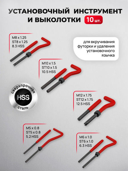 Изображение товара Набор футорок для восстановления резьбы Patron P-9131U1 (62677)