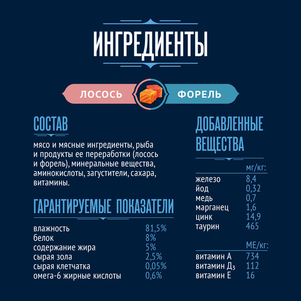 Изображение товара Влажный корм для кошек Felix Вкусный паштет Лосось и форель (75г)
