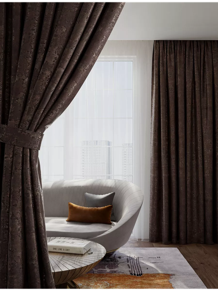 Изображение товара Комплект штор Mio Tesoro Мрамор 200x270 (2шт, шоколад)