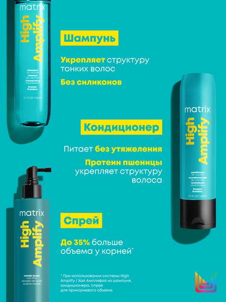 Изображение товара Набор косметики для волос MATRIX High Amplify Шампунь 300мл + Кондиционер 300мл + Спрей 250мл