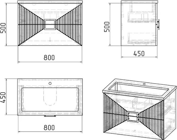 Изображение товара Тумба под умывальник Grossman Луксор 80 / 108049